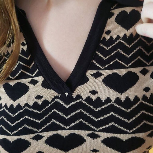 Knitted dress with hearts Jasmine black like new, size L/XL