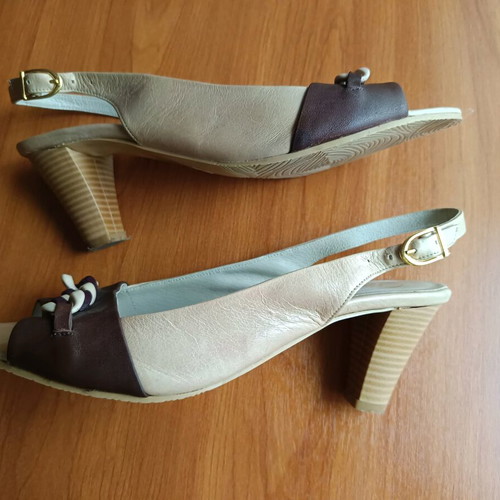 Verde sandals like new, genuine leather, size 40, beige brown