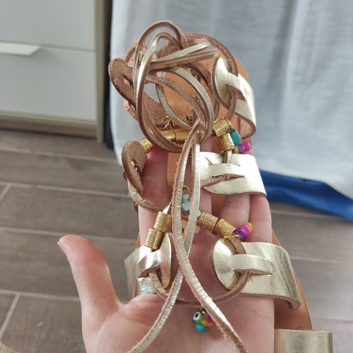 Gladiator Boho Chic Sandals Genuine Leather Size 38 New