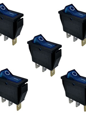LP IRS-101-1B рокерни ключове със синя подсветка, комплект 5, 230V 16A