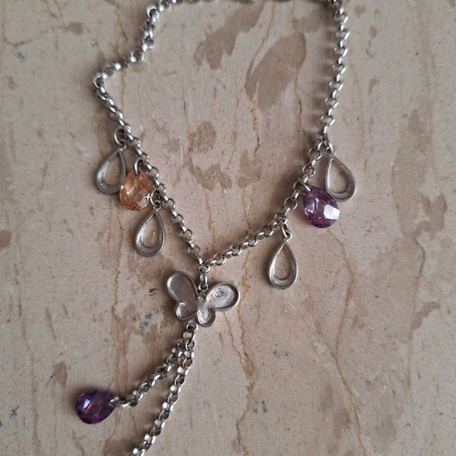 Silver 925 bracelet with natural amethyst and citrine crystals new