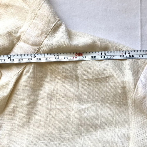 Summer Linen Dress Kimono Caftan S/M new, beige with tropical print