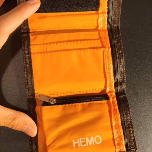Hemo Checked Wallet like new, black and orange