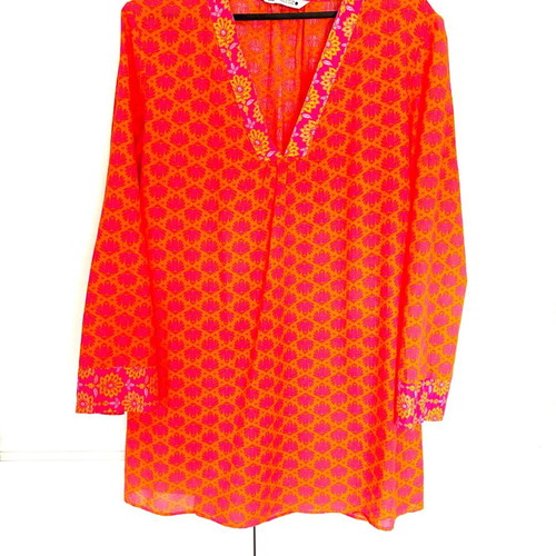 Zara caftan like new, orange and pink, 100% cotton, size L