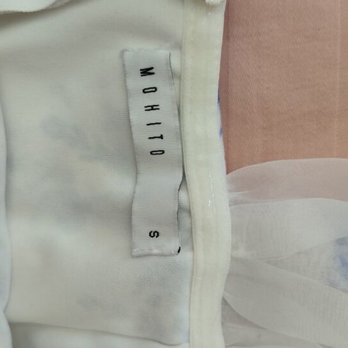 Romantic cocktail mini dress used, white and blue, size XS