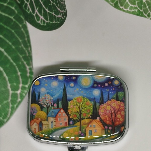 Metal pillbox new with colorful design
