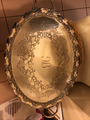 Silver-plated tray used 65x50 with amazing engraving