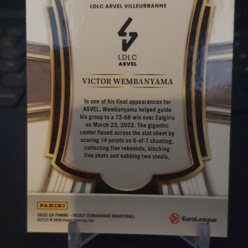 Panini Select EuroLeague 2025-26 Victor Wembanyama Premier Level Base card like new