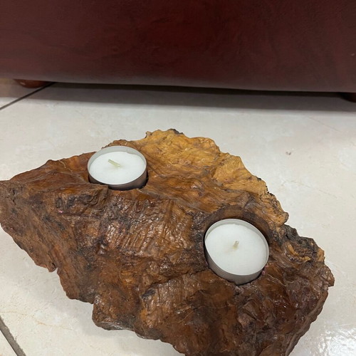 Wooden double polished holder for tealight candles