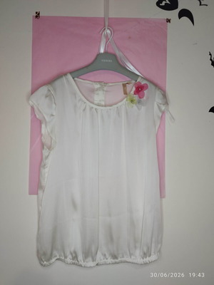 River Island white satin blouse with floral details, like new
