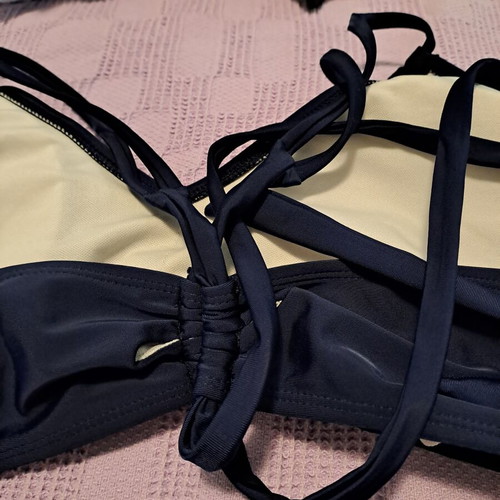 Shein bikini top, blue, cross back, cup D-E