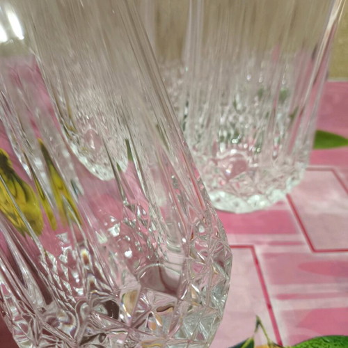 Set of 6 glass glasses new with special finish