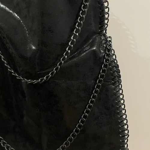 Women's shoulder bag black, new, with chains and zipper