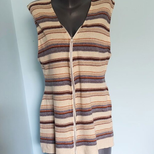 Dreams women's wool vest tunic with zipper, striped