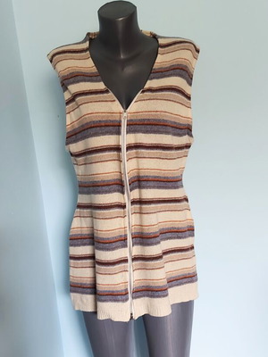 Dreams women's wool vest tunic with zipper, striped