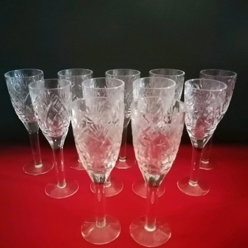 Bohemia crystal liqueur glasses like new, set of 11 pieces
