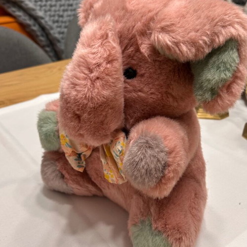 Pink elephant stuffed teddy bear like new, about 25 cm