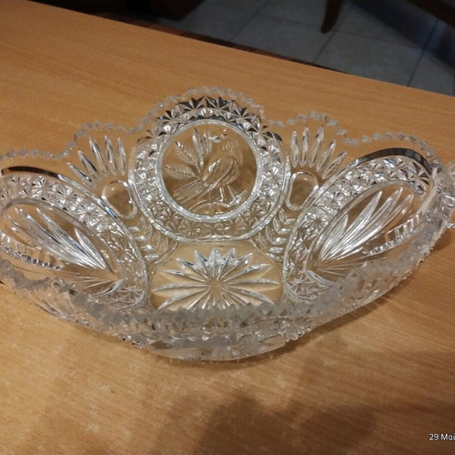 Crystal vintage decorative elongated bowl like new