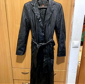 παλτό γυναικείο δερμάτινο εφέ δέρματος zara