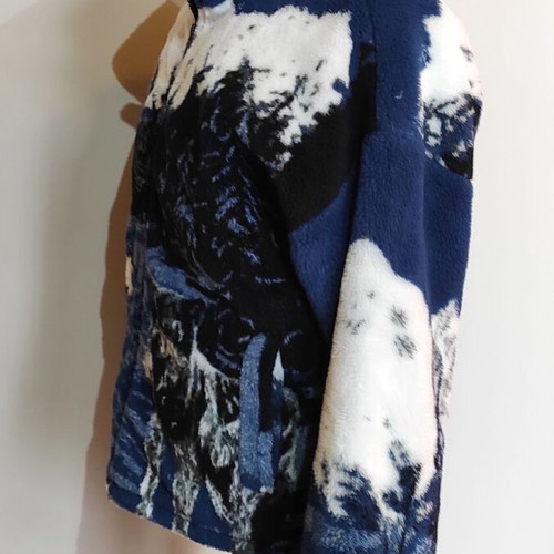 ZARA men's wool cardigan new, loose fit, size L, blue-white