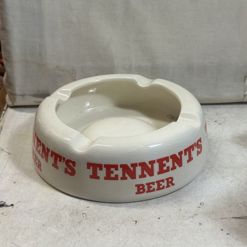 Vintage Tennent's Beer Ceramic Ashtray used, Wade PDM England