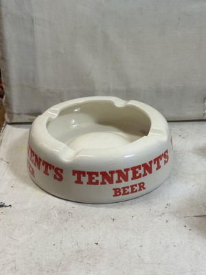 Vintage Tennent's Beer Ceramic Ashtray used, Wade PDM England