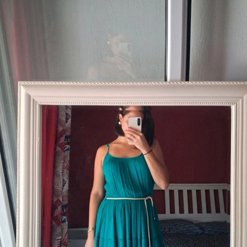 Paranoia dress like new, size S, green, airy with foldable straps