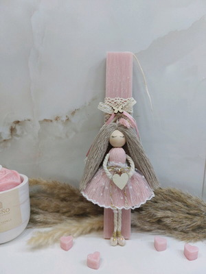 Scented candle with handmade macrame doll new