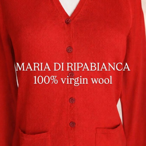 Maria di Ripabianca red cardigan 100% virgin wool like new