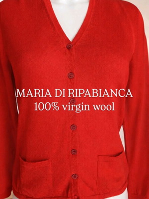 Maria di Ripabianca red cardigan 100% virgin wool like new