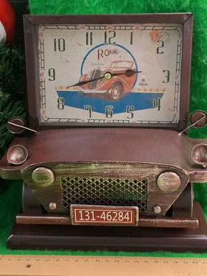 Vintage clock used, decorative antique car