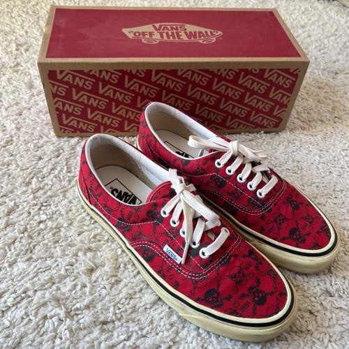 Vans Authentic red shoes with skulls lightly used, size 41