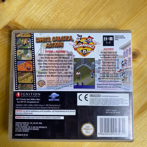 Nintendo DS Animaniacs Lights, Camera, Action! used, German