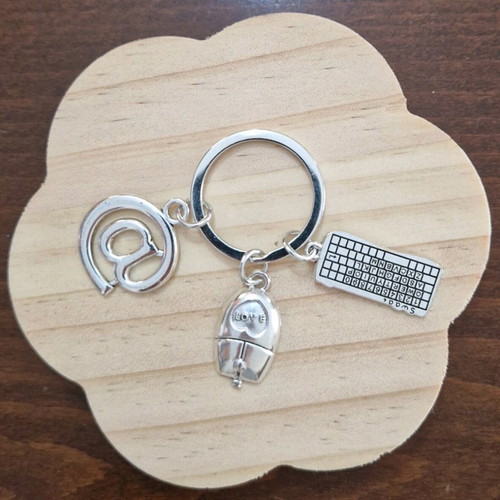 Computer keychain new, silver