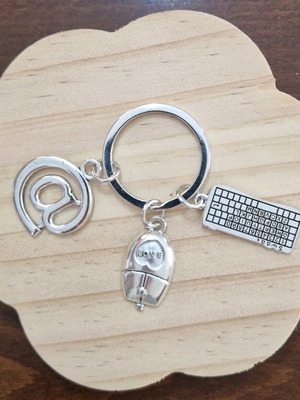 Computer keychain new, silver