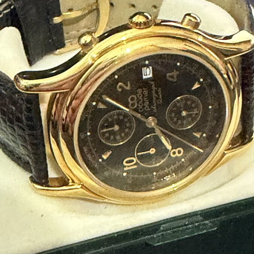 Claude Perrier Chronograph Gold Plated Watch vintage 1990, like new