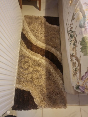 Set of 3 bedroom rugs, brown and beige shades, furry