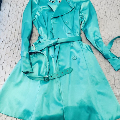 Turquoise satin coat medium new Lipsy London