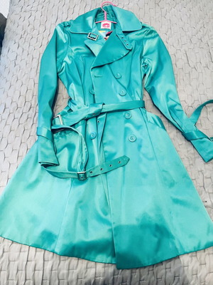 Turquoise satin coat medium new Lipsy London