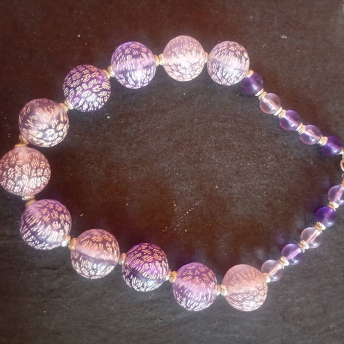 Purple Handmade Necklace like new with unique beads
