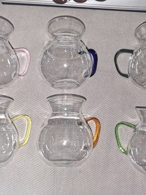 Tea glasses new unused, set of 6 with colorful handles