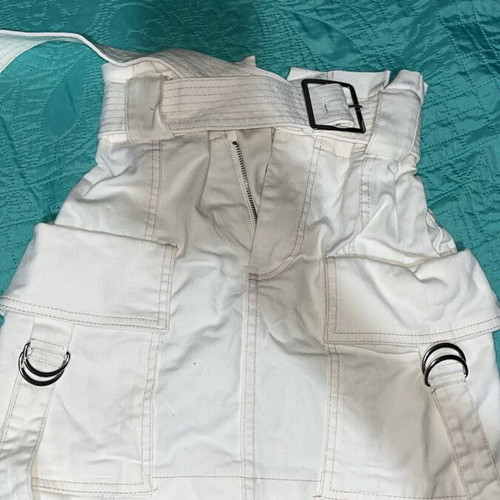 Bershka white denim cargo mini skirt size 36