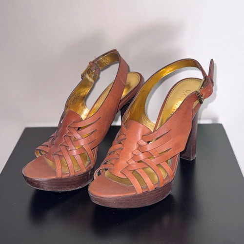 Ralph Lauren leather sandals used, tan color, size 38.5