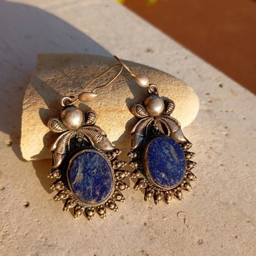 Silver 925 earrings with lapis lazuli like new