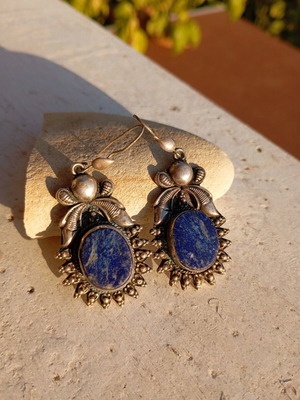 Silver 925 earrings with lapis lazuli like new