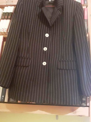 Women's black pinstripe blazer like new with three buttons