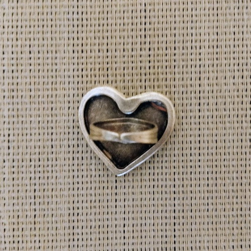 Vintage Statement Heart Ring adjustable silver tone, like new