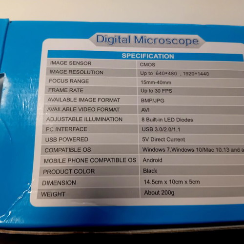 Digital Microscope 1600x new with USB and LED lighting