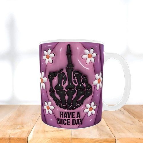 Ceramic white mug humorous 3d 11oz new