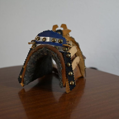 Traditional wooden albarda miniature used, handmade folk art